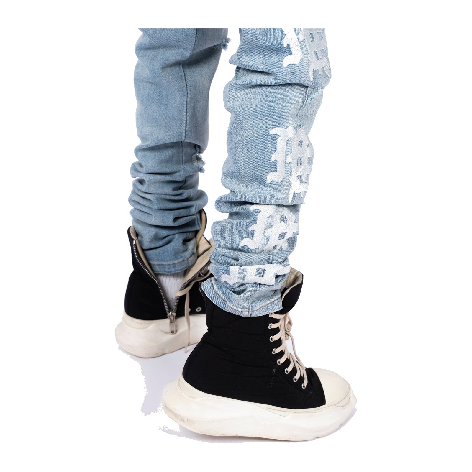 Mixed Emotion 'Sea' Monogram Denim — Sky Blue