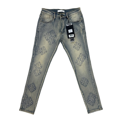 KDNK Sigil Rhinestone Skinny Jean — Blue
