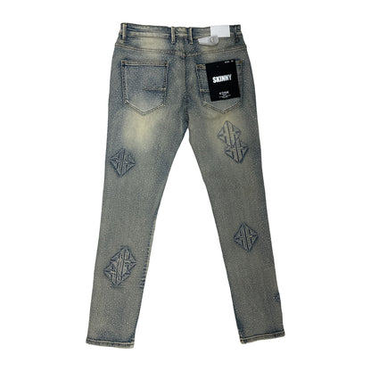 KDNK Sigil Rhinestone Skinny Jean — Blue