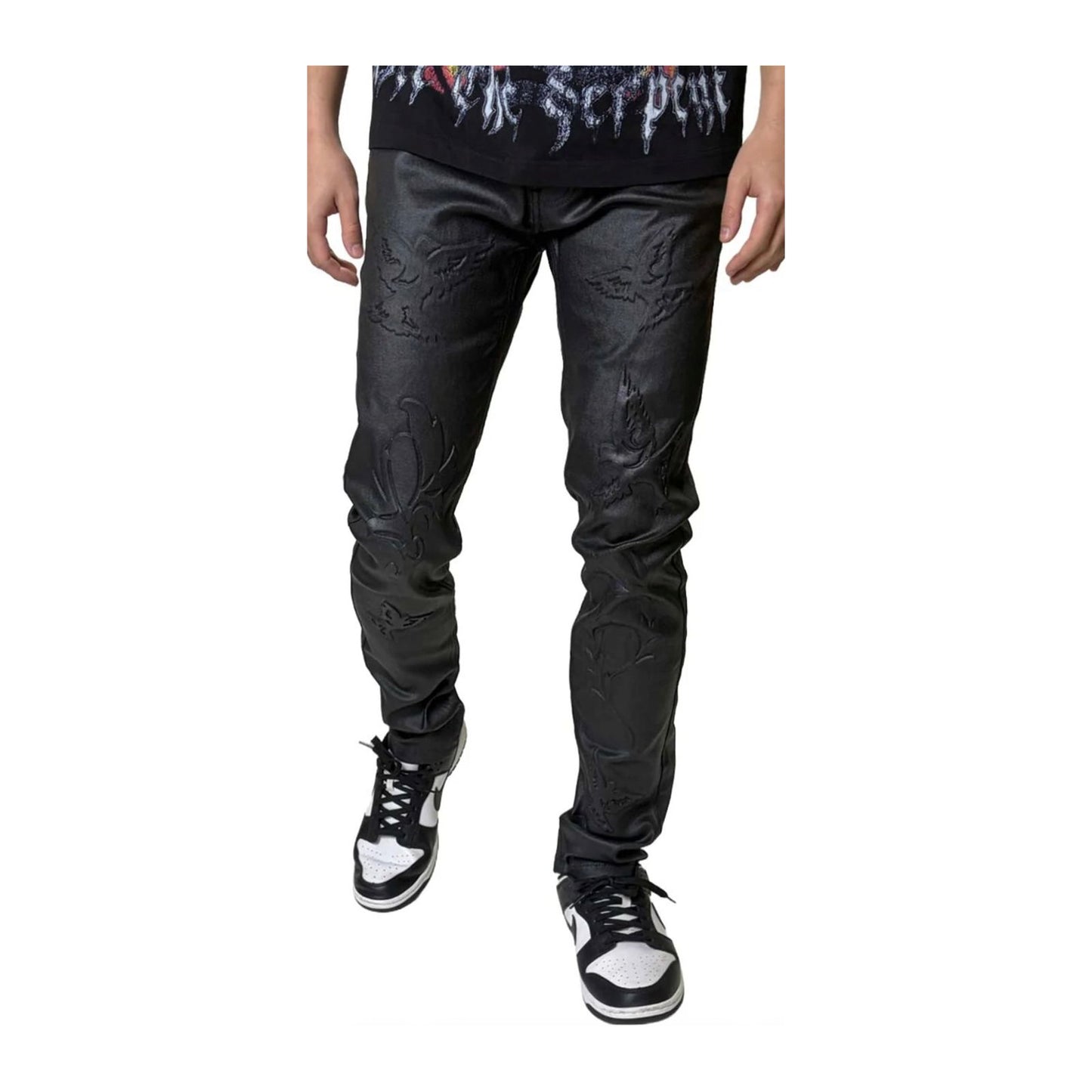 KDNK Coated Skinny Jean — Black