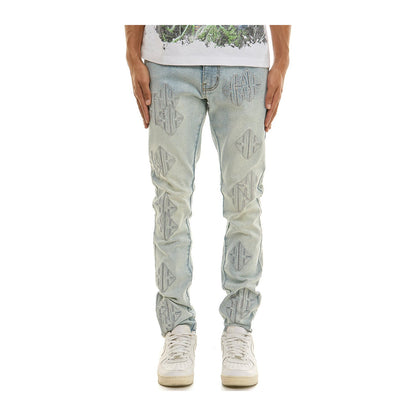 KDNK Sigil Rhinestone Skinny Jean — Light Blue