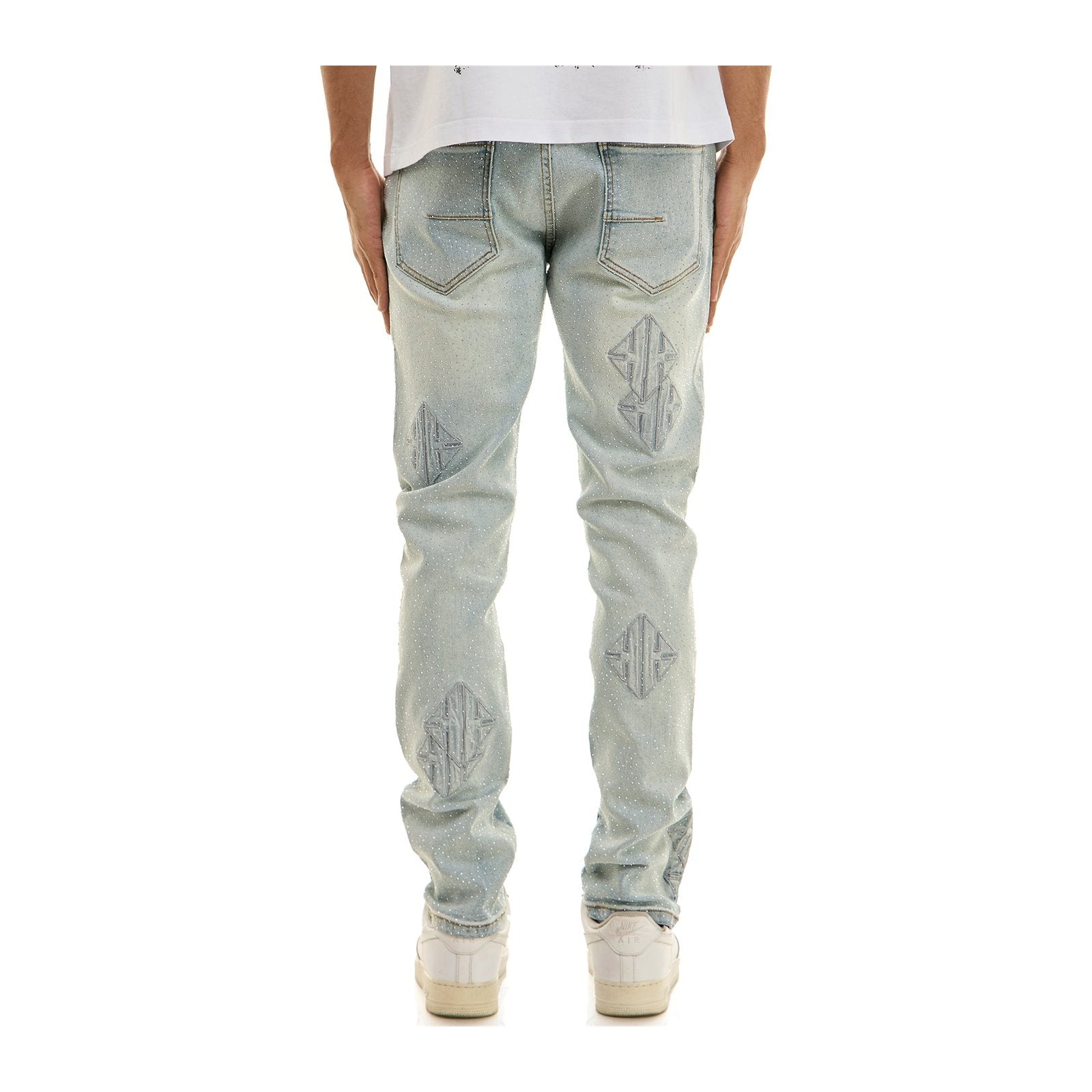 KDNK Sigil Rhinestone Skinny Jean — Light Blue