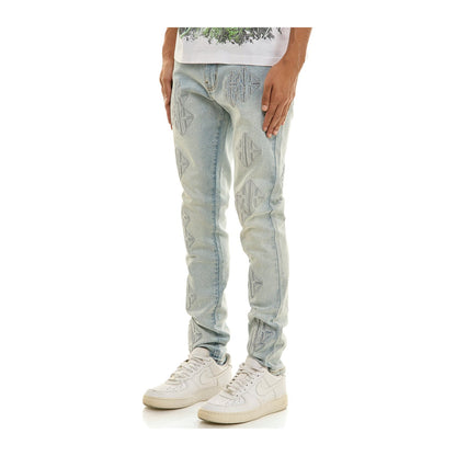 KDNK Sigil Rhinestone Skinny Jean — Light Blue