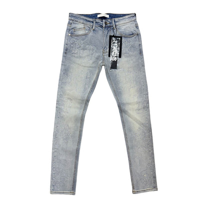 KDNK Rhinestone Lettering Jean — Light Blue