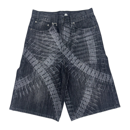 Printed Denim Jorts — Washed Black