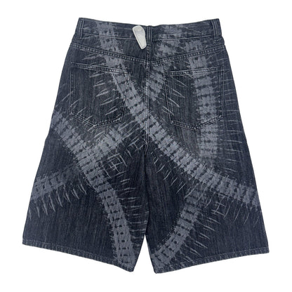 Printed Denim Jorts — Washed Black, view 2