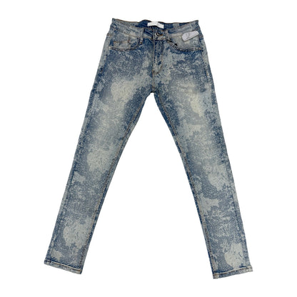 KDNK Marble Print Skinny Jean — Light Blue