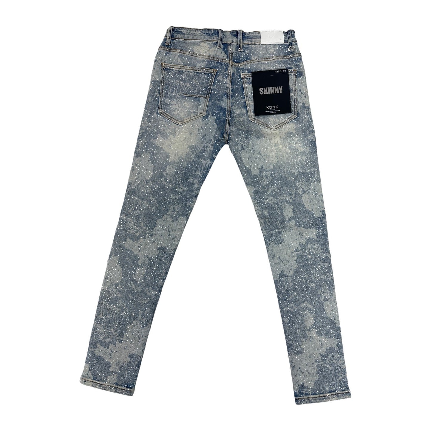 KDNK Marble Print Skinny Jean — Light Blue