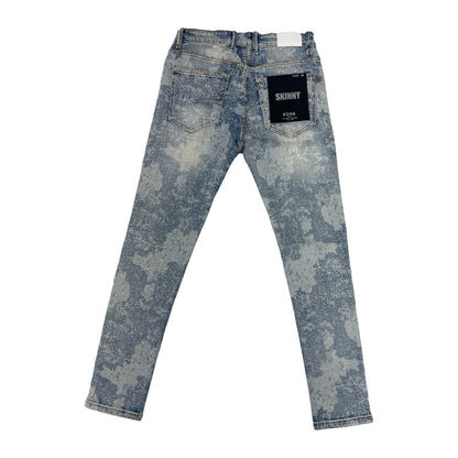 KDNK Marble Print Skinny Jean — Light Blue