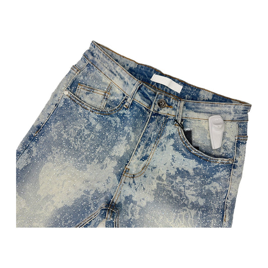 KDNK Marble Print Skinny Jean — Light Blue