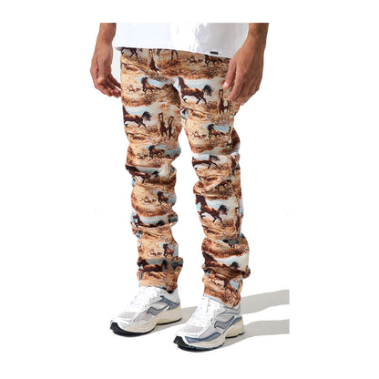 Serenede "Stride" Straight Leg Jean — Western Horse Print