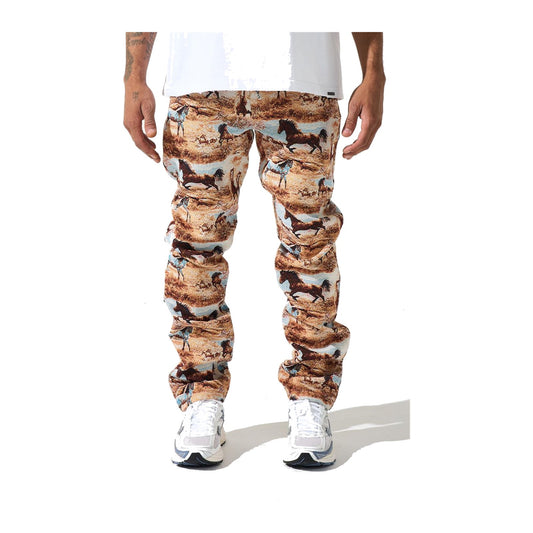 Serenede "Stride" Straight Leg Jean — Western Horse Print