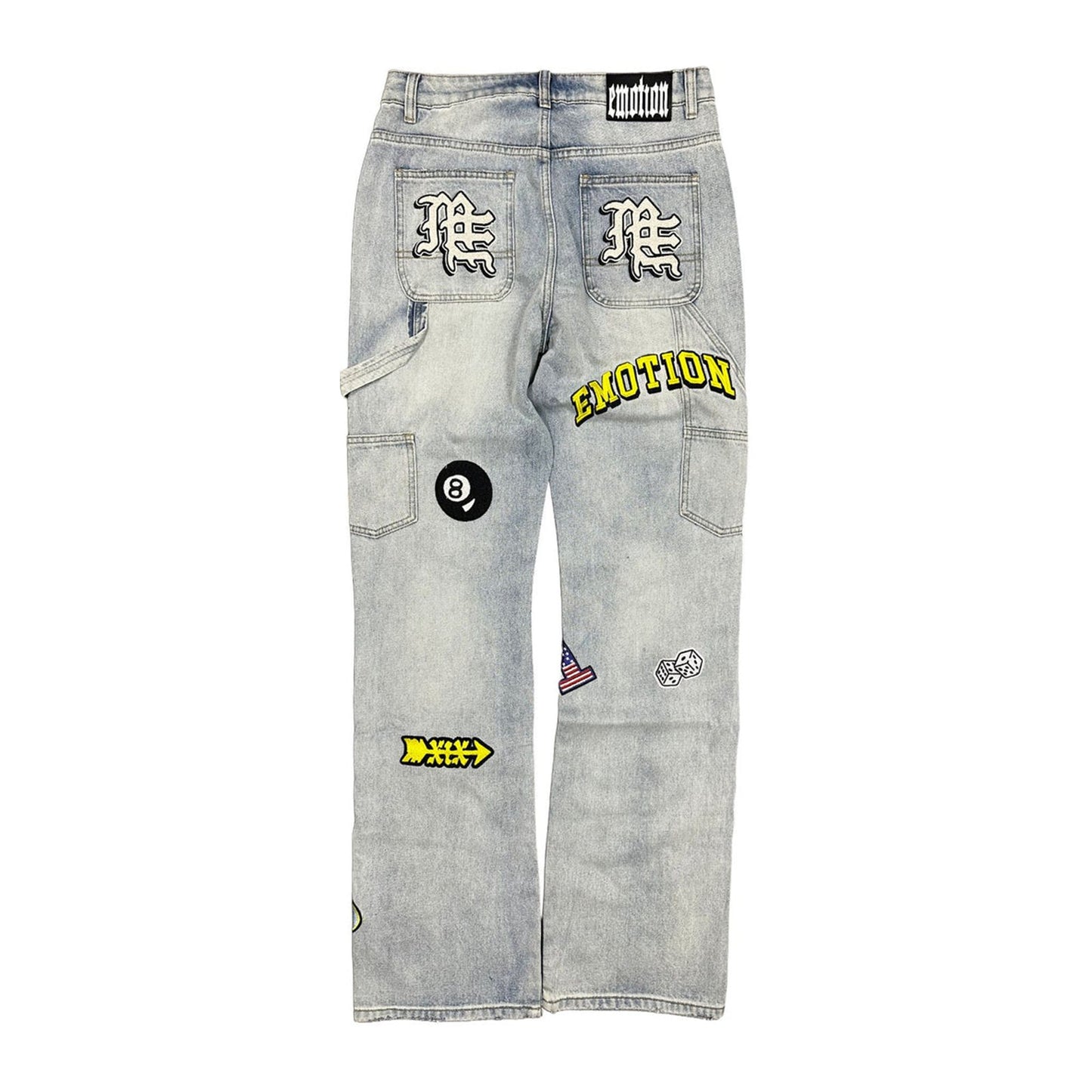 Mixed Emotion Skull Patch Jean — Light Wash