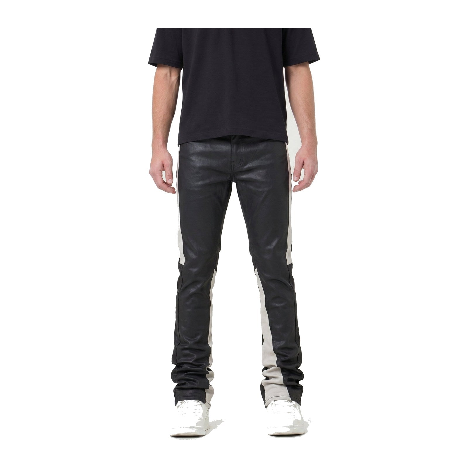 Waimea Stacked PU Coated Jean — Black/Grey