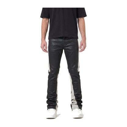 Waimea Stacked PU Coated Jean — Black/Grey