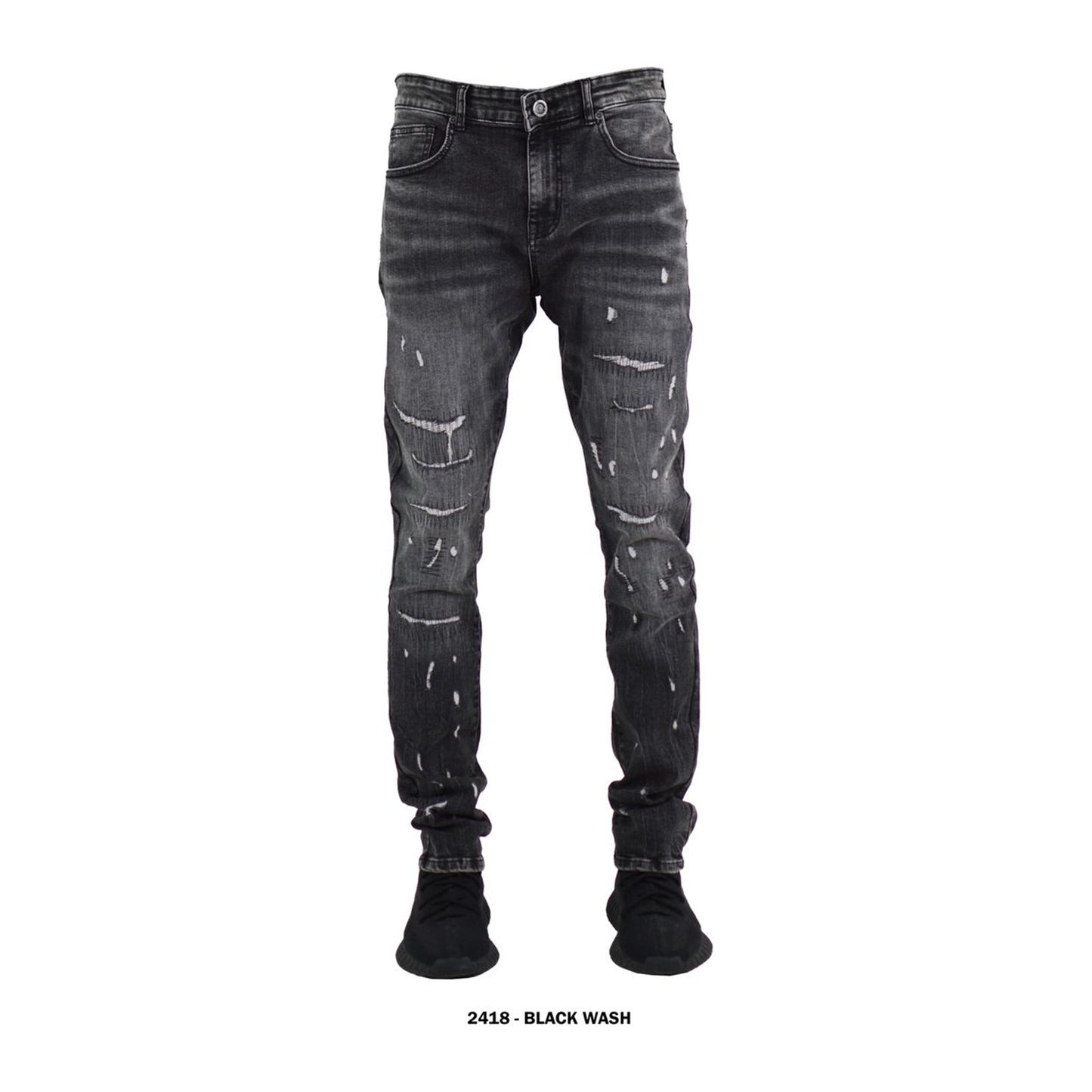 Focus 2418 Slim Taper Jean — Black Wash, view 2