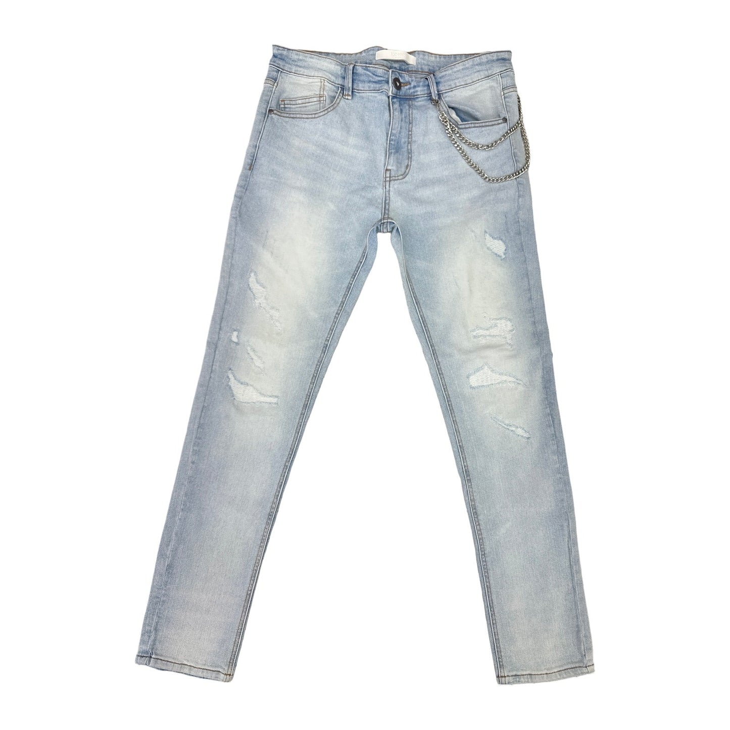 KDNK Forged Distress Skinny Jean — Light Blue
