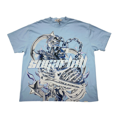 sugarhill 2 skeletons chain lock tee sky blue