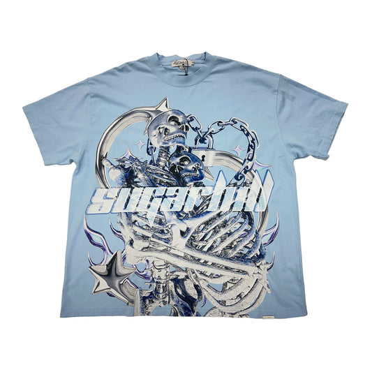 sugarhill 2 skeletons chain lock tee sky blue