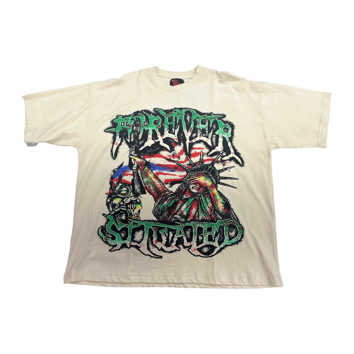 Forever Situated "Stars Stripes No Limits" Tee — Beige