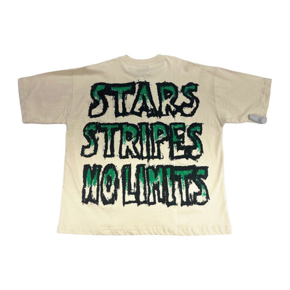 Forever Situated "Stars Stripes No Limits" Tee — Beige