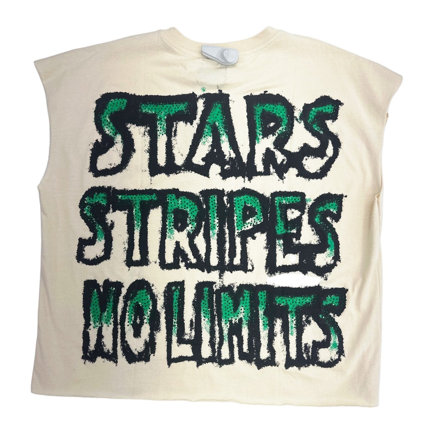 Forever Situated "Stars Stripes No Limits" Cut-Off Tee — Beige