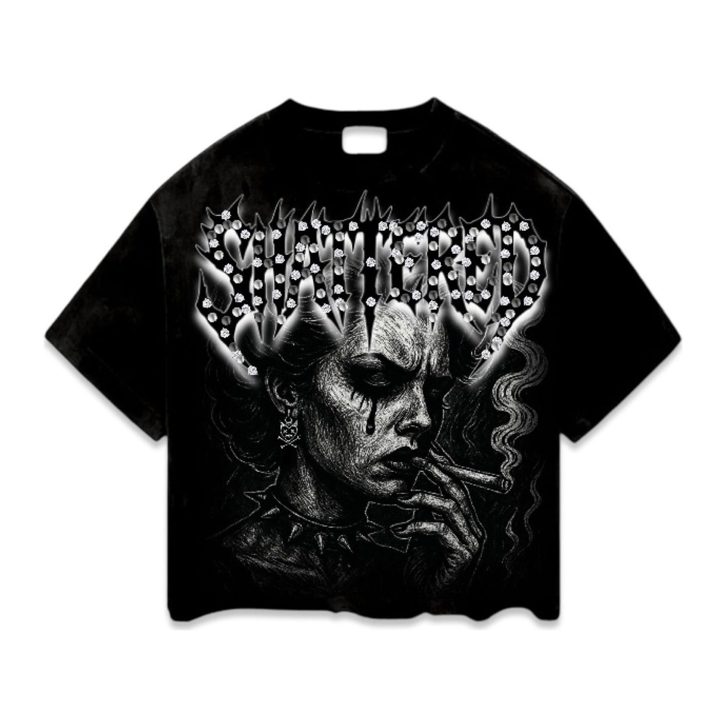 Shattered Hearts "Smoke" Rhinestone Tee - Black