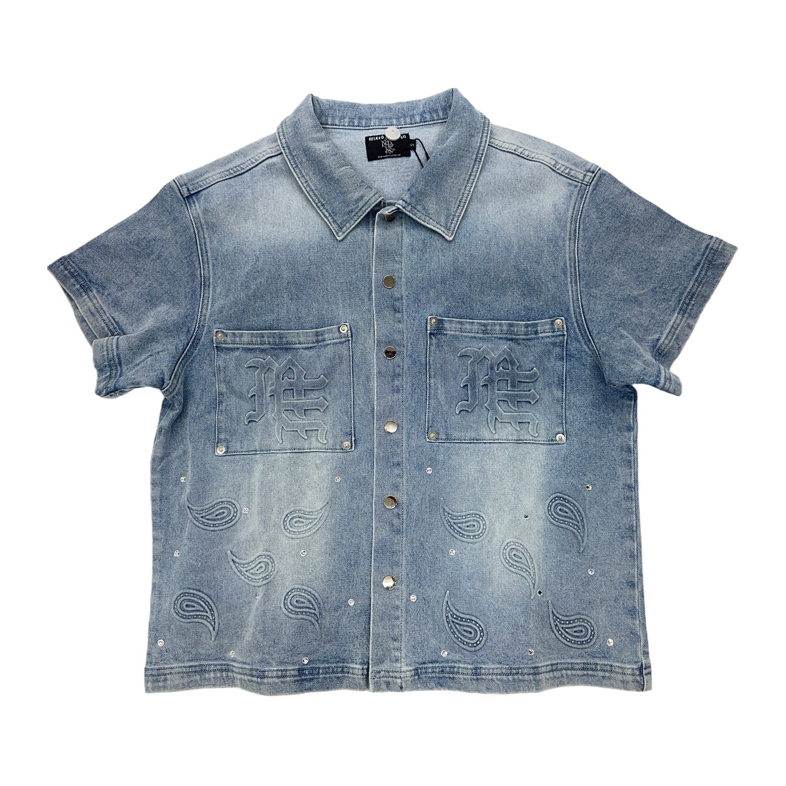 mixed emotion jean shirt blue