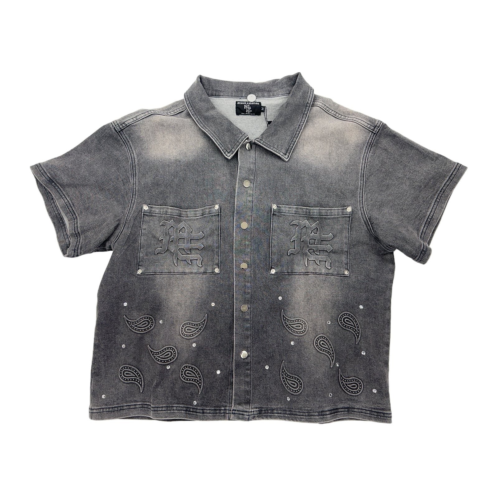 mixed emotion jean shirt grey