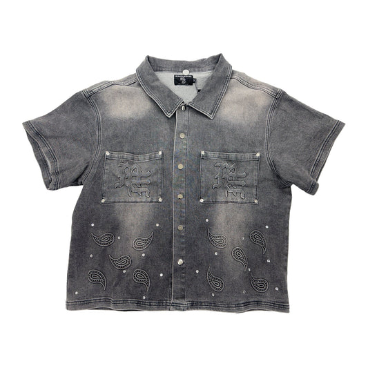 mixed emotion jean shirt grey