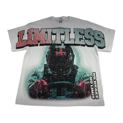 kdnk limitless rhinestone moto tee white