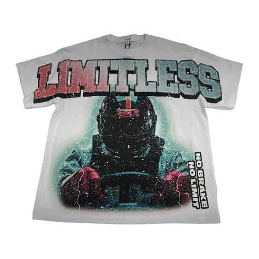 kdnk limitless rhinestone moto tee white