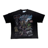 Howlers Club Patchwork Graphic Tee — Black Wash