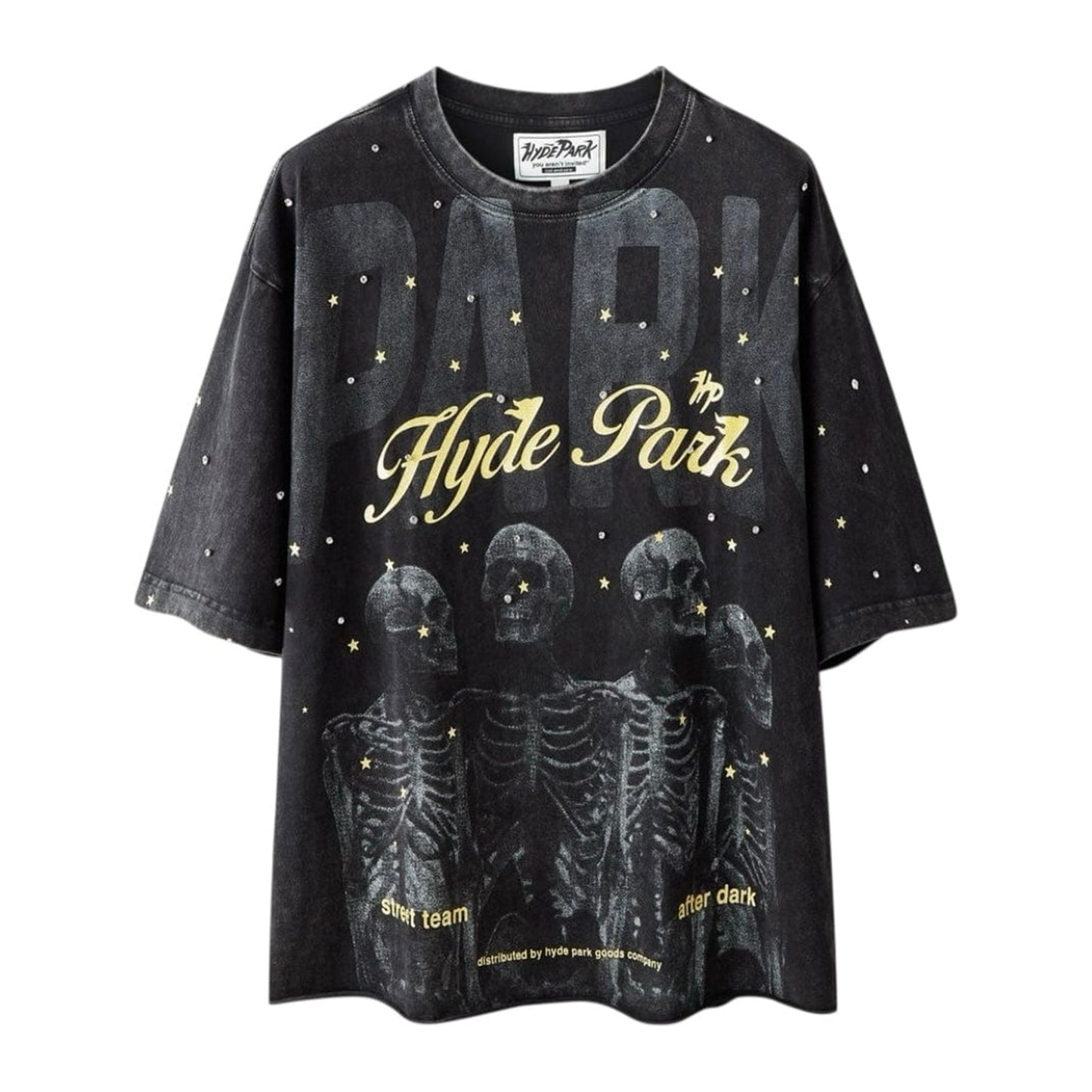 Hyde Park "After Dark" Skeleton Tee — Black Wash