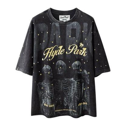 Hyde Park "After Dark" Skeleton Tee — Black Wash