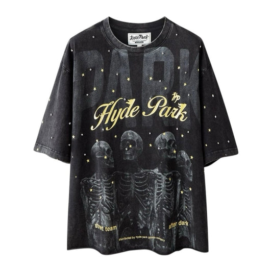 Hyde Park "After Dark" Skeleton Tee — Black Wash