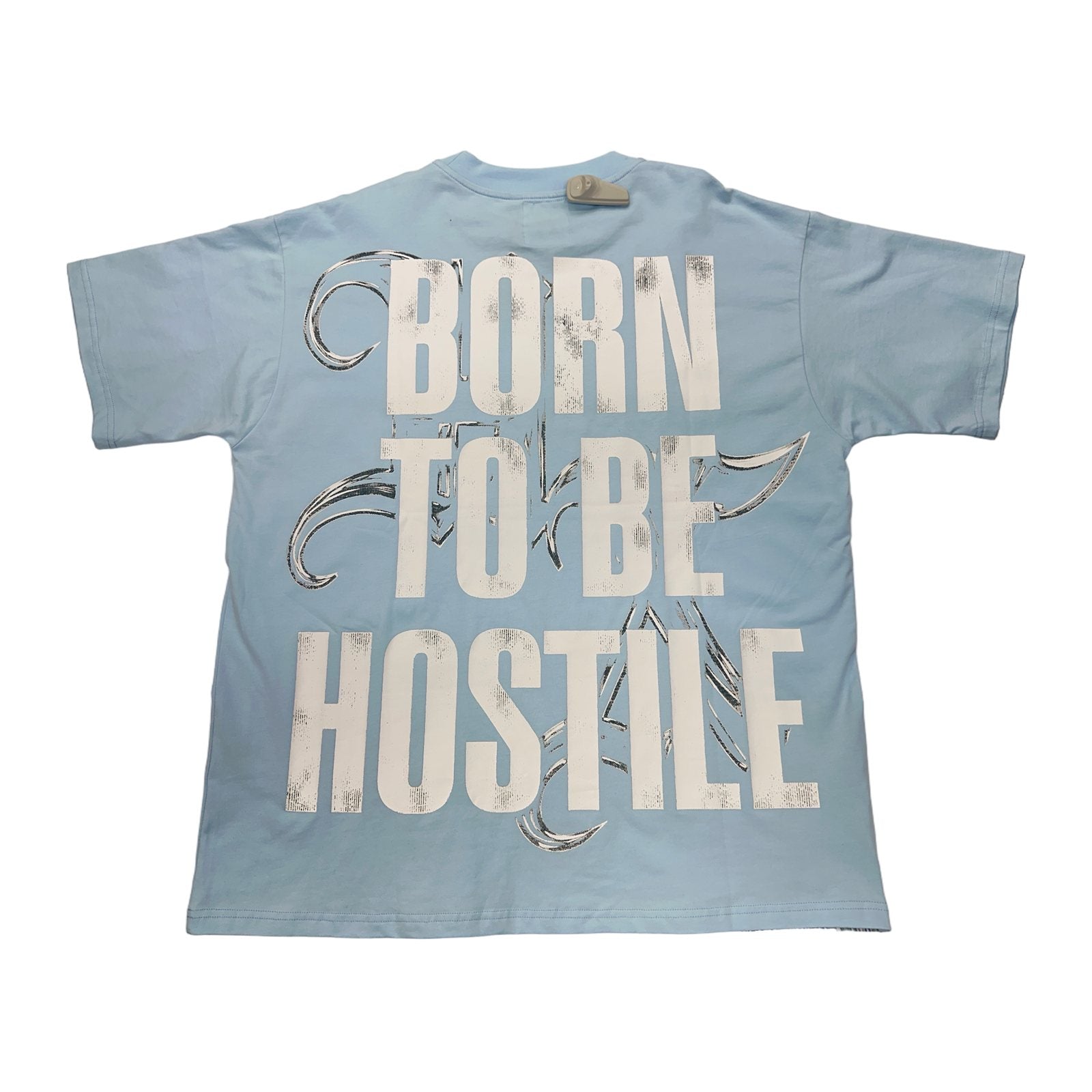 hostile robot skeleton tee sky blue