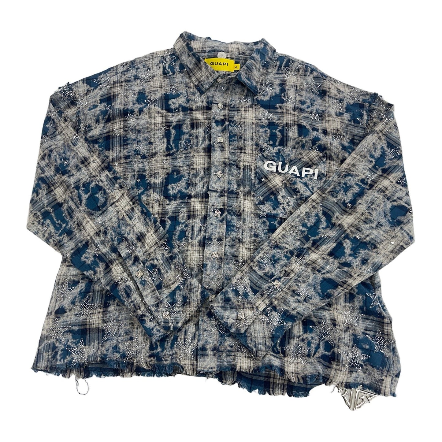 Guapi Rhinestone Star Flannel Shirt — Blue Wash