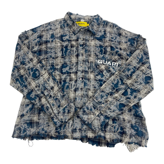 Guapi Rhinestone Star Flannel Shirt — Blue Wash