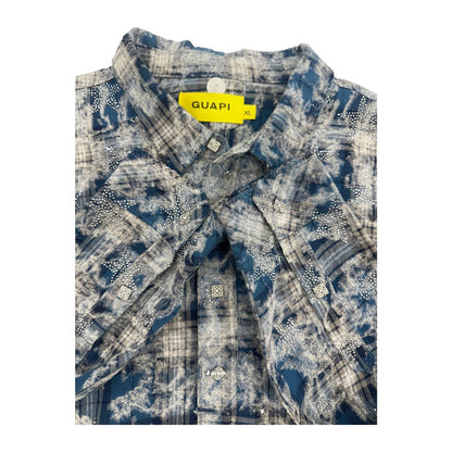 Guapi Rhinestone Star Flannel Shirt — Blue Wash
