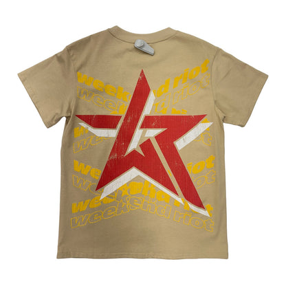 wknd riot dual blue pistols tee tan