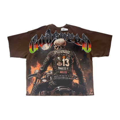 godspeed green red g brown tee