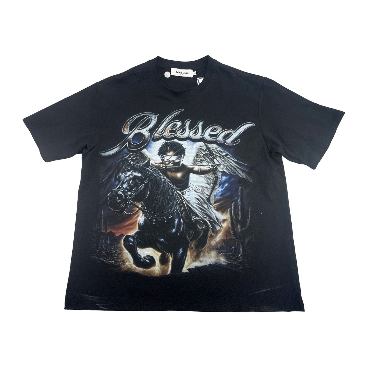 MND GMZ DNA "Blessed" Angel Tee — Black