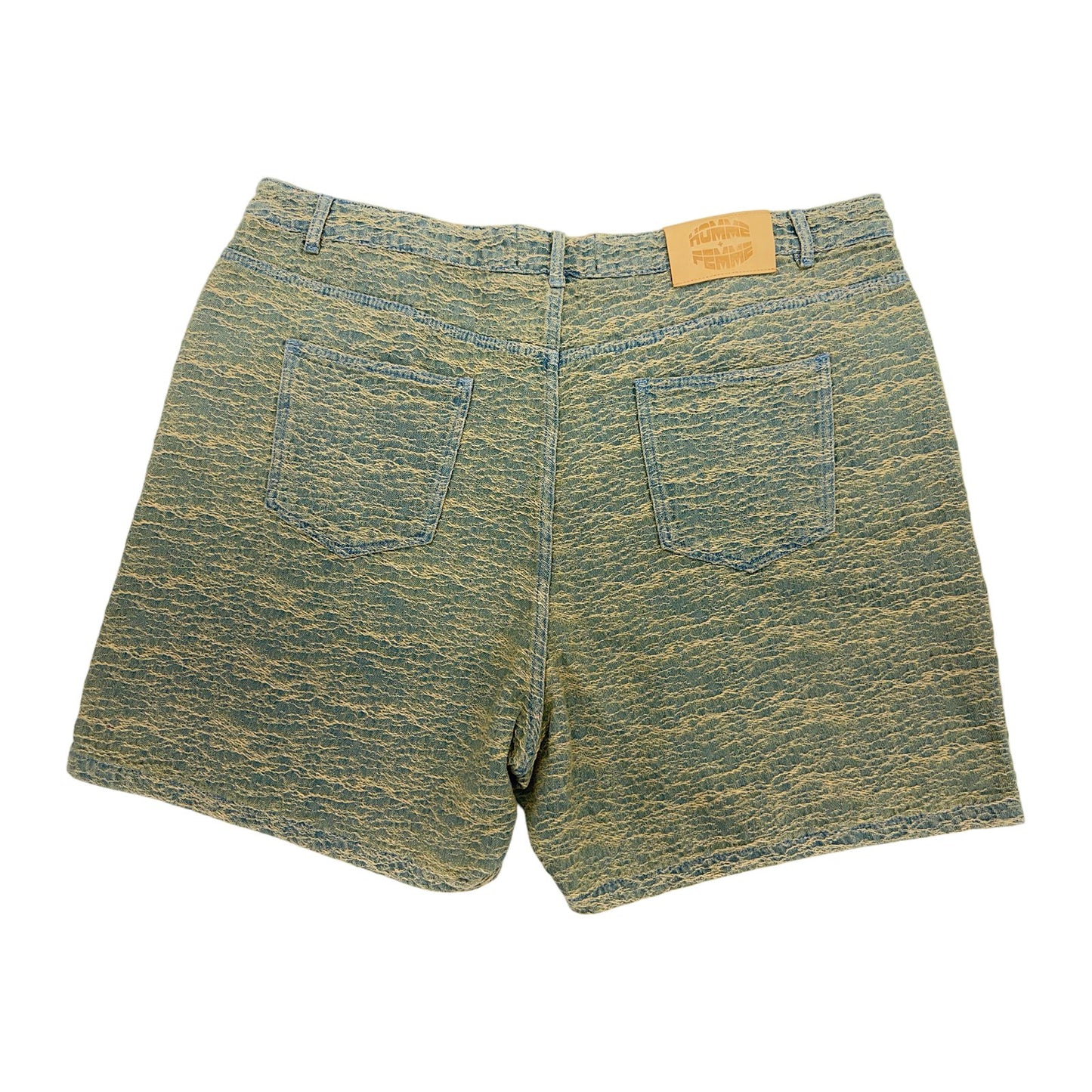 homme femme blue wash shorts