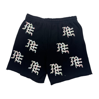 mixed emotion mf rhinestone shorts black