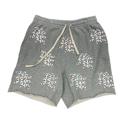 mixed emotion mf rhinestone shorts grey