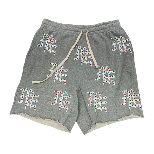 mixed emotion mf rhinestone shorts grey