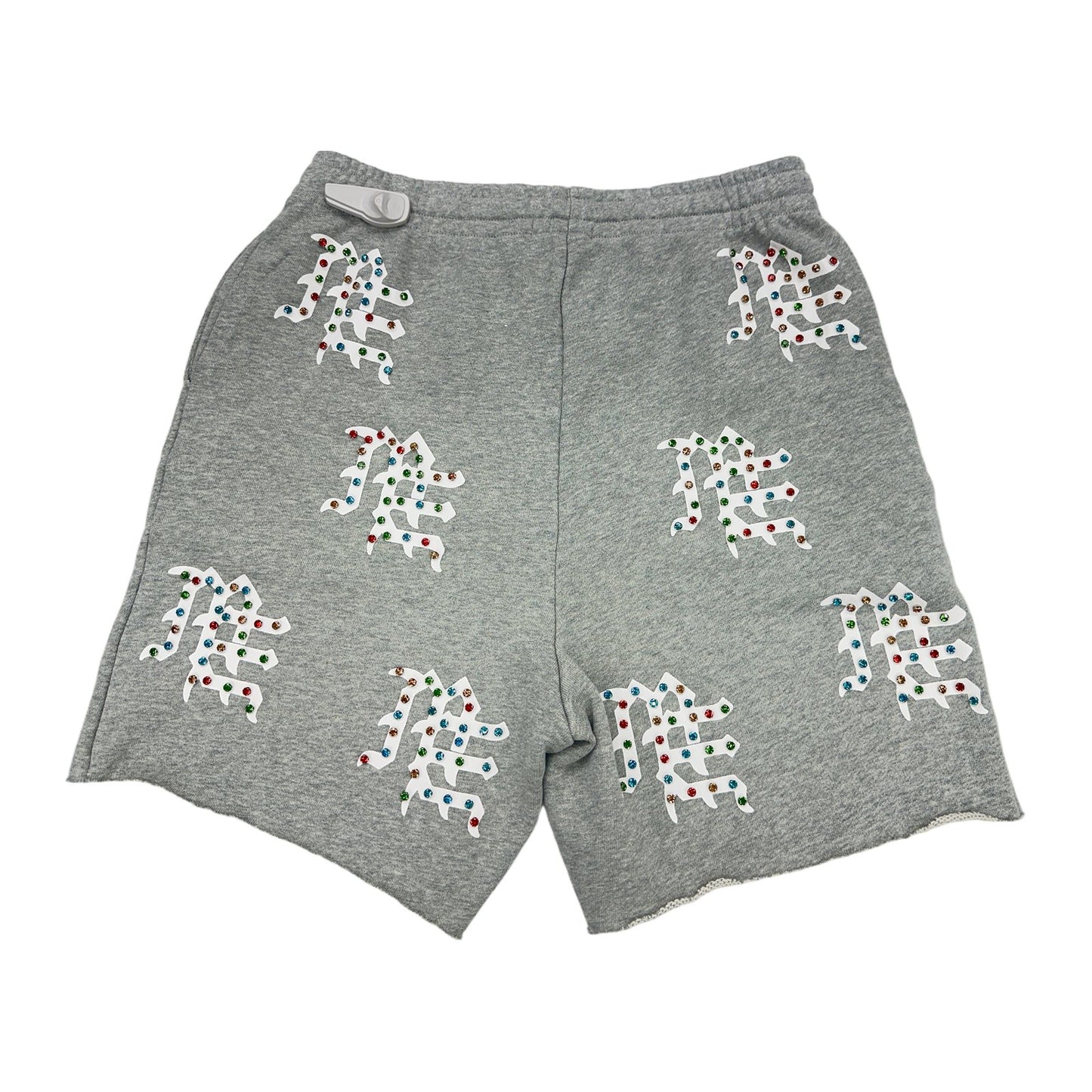 mixed emotion mf rhinestone shorts grey