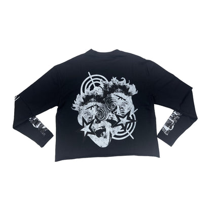 drunz hoote black white long sleeve tee