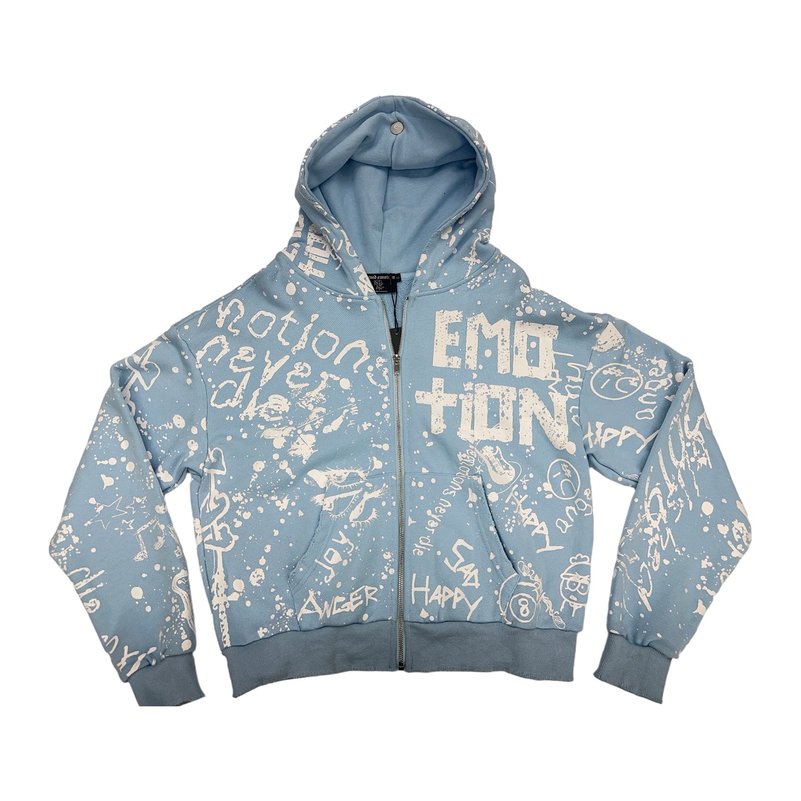 mixed emotion sky blue hoodie